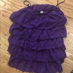 Divided purple ruffle tank